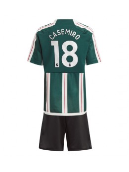 Otroški Nogometna dresi replika Manchester United Casemiro #18 Gostujoči 2023-24 Kratek rokav (+ hlače)